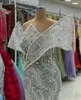 Feestjurken Arabisch 2024 Grijs Lange Off-Shoulder Avond Kristallen Kralen Formele Vrouwen Zeemeermin Prom Jassen Custom Made vestidos