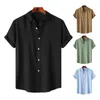 Camisas casuais masculinas soltas fit camisa masculina elegante colarinho de lapela verão com design sem costura tecido elástico para negócios confortáveis