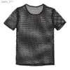 Chemises décontractées pour hommes Pullor Top Shirt Mesh Mesh Shirts Casual Summer Shirts Blouses pour hommes Blouse courte Muscle Shirts d'été Blouses pour hommes 240402