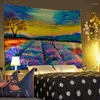 Wandteppiche Wandteppich Wilde Kunst Ölgemälde Zimmer Sonnenblume Lavendel Dekor Home Wandbehang Hintergrund Tuch