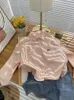 Корейский шикарный уникальный сладкая розовая рубашка женская весна 2024 Свободный и ленивый стиль повседневная дна