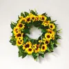 Decorative Flowers Summer Simulated Plant Wreath Door Decoration Sunflower Garland Home Decor Artificial For House Wall Hanging