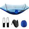 Automatisk Quickopening Mosquito Net Hammock Outdoor Camping Pole Swing Antirollover Nylon Rocking Chair 260x140cm 240325