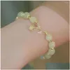 Charm Bracelets Chinese Style Retro Niche Design Women Imitation Jade Rose Bracelet Double-Layer Flower Girl Sweet Fashion Jewelry Dro Dhjvp