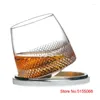 Vinglasögon halvautomatisk roterande whisky glas europeisk spin cup med hållare cognac konjak snifter hand snidning whisky tumbler