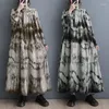 Casual Dresses Yzjnh 2024 Korean Spring and Autumn Large Size Dress for Women Loose Fashionable Long Sleeve Printed