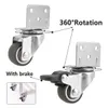 4 pezzi Furniture Castors Cappetri pesanti rotelle per piastre per piastre girevoli Ruote in gomma morbida a forma di gomma a forma di gambo a forma di chiusura resistente