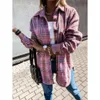 Plaid femmes chemise Blouse automne décontracté poche ample à manches longues épais BF surdimensionné femme veste manteau hauts vêtements d'extérieur tenues Blusa