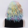 Wigs Similler Synthetic Central Part Multicolor Rainbow Short Wigs for Women Heat Resistance Cosplay Curly Wig