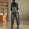 Jeans pour femmes Mode Femme Automne et hiver Denim Bretelles Combinaison Salopette Lâche Streetwear Poches surdimensionnées Pantalon à jambe droite