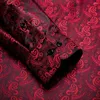 Camicie casual da uomo I-Tie Manica lunga Seta Sirts Per uomo Abito Abito Capispalla Uomo Slim Jacquard Weddin Floreale Paisley Blu antico Rosso I Qualità