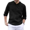 Men's T Shirts Men Hoodie Blouse Long Sleeve Pullover Solid Comfortable Cotton Linen Casual Loose Holiday Male Tee Tops