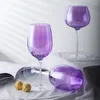 Verres à vin 2 pièces Coupe en verre violet Gobelet à la main Ins Ensemble de champagne violet Martini pour bar de fête de mariage