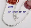 Pendants 16-24INCHES 925 Sterling Silver 2MM Rope Necklace Beautiful Fashion Elegant For Women Men Chain Cute Can Pendant