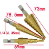 3-12mm 4-12mm 4-20mm rakt spår Step Drill Bit HSS Titanium Coated Wood Metal Hole Cutter Core Cone Borrverktygsset