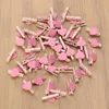 Frames 50 Pcs Home Forniture Decor Po Mini Clip Love Picture Accents Wood Bamboo Pink Color