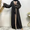 Abbigliamento etnico Dubai Pizzo nero aperto Abaya Eid Ramadan Kimono Cardigan Turchia Abito lungo da donna musulmana Abito arabo Abito caftano islamico