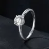 U 1CT solitaire yüzüğü basit 4 çatal yuvarlak kesim briliant laboratuvar elmas için kadın nişan düğün mücevher hediyesi 240402