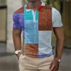 Street Mens Polos Coloré Plaid Imprimer Tops Surdimensionné À Manches Courtes T-Shirt D'été Harajuku Vêtements Mâle Rétro Polo 240315