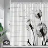 Tende da doccia Nero Bianco Dente di leone Creativo Primavera Fiori Piante Moderno e minimalista Bagno Tenda Tessuto Home Bathroom Decor