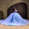 Lilac Sky Blue Shiny Sweetheart 16 -letnia sukienki Quinceanera Koronkowe koraliki Tiulle z formalnej sukienki Vestidos de 15