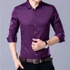 Men's Casual Shirts Fashion Business Solid Color Long Sleeved Shirt