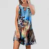 Festklänningar 2024 Spring Fashion Lock Hole Flowing Leisure Sweet Retro Printed Round Neck Long Sleeve Pocket Dress