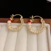 Hoop örhängen 18k guldfärg Fashion SMEEXKE Färgglad kristallvete för kvinna Holiday Party Daily Elegant Earring