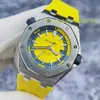 Lastest AP Wrist Watch Royal Oak Series 15710ST Rare Lemon Yellow and Blue Paired with Deep Dive 300 meter Precision Steel Automatic Mechanical Watch