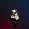 Ювелирные изделия, кольца из серебра 925 пробы, классический пасьянс, натуральный драгоценный камень, круглый 6 мм, обручальное кольцо с имитацией бриллиантового камня для женщин 240402