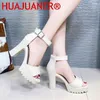 Sandals White Summer Sandal Shoes For Women 2024 Arrival Sexy Peep Toe Thick Heels Platform Casual Russian