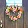 Decorative Flowers Valentine Day Love Heart Wreath Romantic Valentine's With Simulation Rose Flower Garlands For Wedding