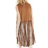 Women's Vests Soft Suede Women Vest Long Tassels Vintage Fringed Waistcoat With Hollow Hole