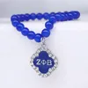 Charm Bracelets Fashion Greece Sorority ZETA PHI BETA Society Blue Rhinestone Beads Elastic Bracelet Bangle