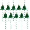 Disposable Cups Straws 10pcs Paper Xmas Tree Honeycomb Christmas Drinking Party Supplies