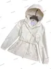 White Hooded drawstring slim design ladies outdoor sunscreen high tech nylon lightweight hooded jacket Slim fit Anti wrinkle free Fashion Spring windproof Jacket