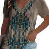 Ethnic Womens Top Spring/Summer New Double Layered Neck Short Sleeved T-shirt {Kategori}