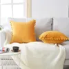 Cuscino di lusso in velluto morbido decorativo cuscini S coperture copertura quadrata con palline per divano letto auto casa 45x45 cm