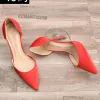 Pompe nuove donne pompe satinate di 6 cm/8 cm/10 cm tacchi alti sottili puntati di punta britannica stile street style fash fashion per donne nude rosso