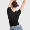 Blusas de mujer con cuello cuadrado, Top ajustado, elegante colección de camisetas con cuello cuadrado, Tops de manga corta para ropa de calle de verano