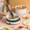 Kochgeschirr-Sets AIWILL Doppelseitige Keramik No Stick Pot Set Koreanischer Stil Weiße Holzmaserung Suppe Bratpfanne Milchkombination 3-tlg