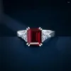 Cluster Rings 925 Silver Ring Rectangular 8 10 Emerald Cut 4 Classic Three Stone Fashion Jewelry for Women