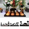 Castiçais de Natal Ferro Art Elk Candlestick Árvore Tea Table Lamp Holder Decoração Home