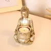 Candle Holders Buddha Statue Tea Light Holder Resin Tealight Candleholders Prayer Votive Candles Durable Zen For Living Room Back
