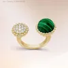 Tasarımcı Vanclef Clover Ring Fanjia Hassas Baskı Dört Yaprak Çim Boyutu Fritillaria Çift Çiçek Açık Yüzük Şanslı Çim Yüksek Sınıf Basit Moda Elegance Kadın