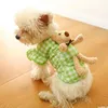 Vêtements pour chiens Plaid Princesse Manches Vêtements pour animaux de compagnie Chemise avec ours Poupée Poche Design Bows Chat Chiot Manteau Pugs Été Printemps Produits