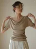 Koszulki kobiet Koreańska wersja Kobiet 2024 Letni zwykły temperament luźny kołnierz huśtawka Drapowana talia wszechstronna elegancka top ol