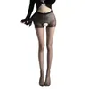 Lan Guifang sexy ultra-thin non detachable pantyhose with front and rear opening black silk fun stockings 515