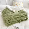毛布ガレット暖かい冬毛布ふっくらした格子縞のベッドソフト濃厚なスローダブル羽毛布団フリースカバーベッドスプレッド