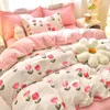 Conjuntos de cama Floral Padrão Estudante Dormitório Macio Conjunto de Quatro Peças Home Bed Sheet Quilt Cover Fronha